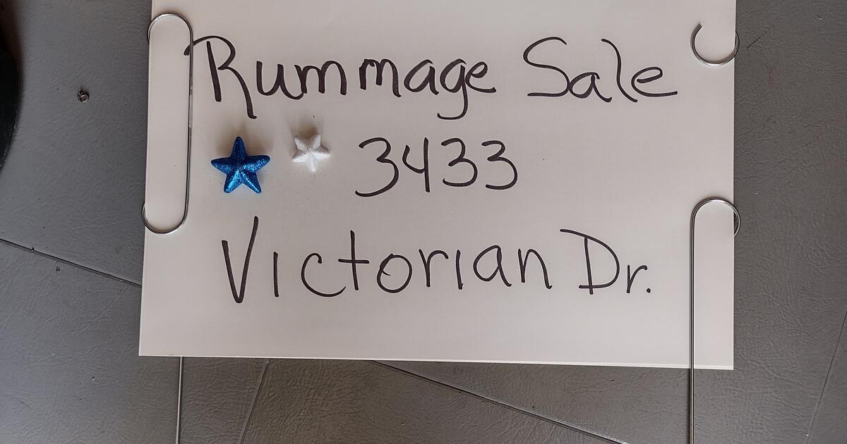 Rummage Sale Thursday June 8th and Friday June 9th 3433 Victorian Dr