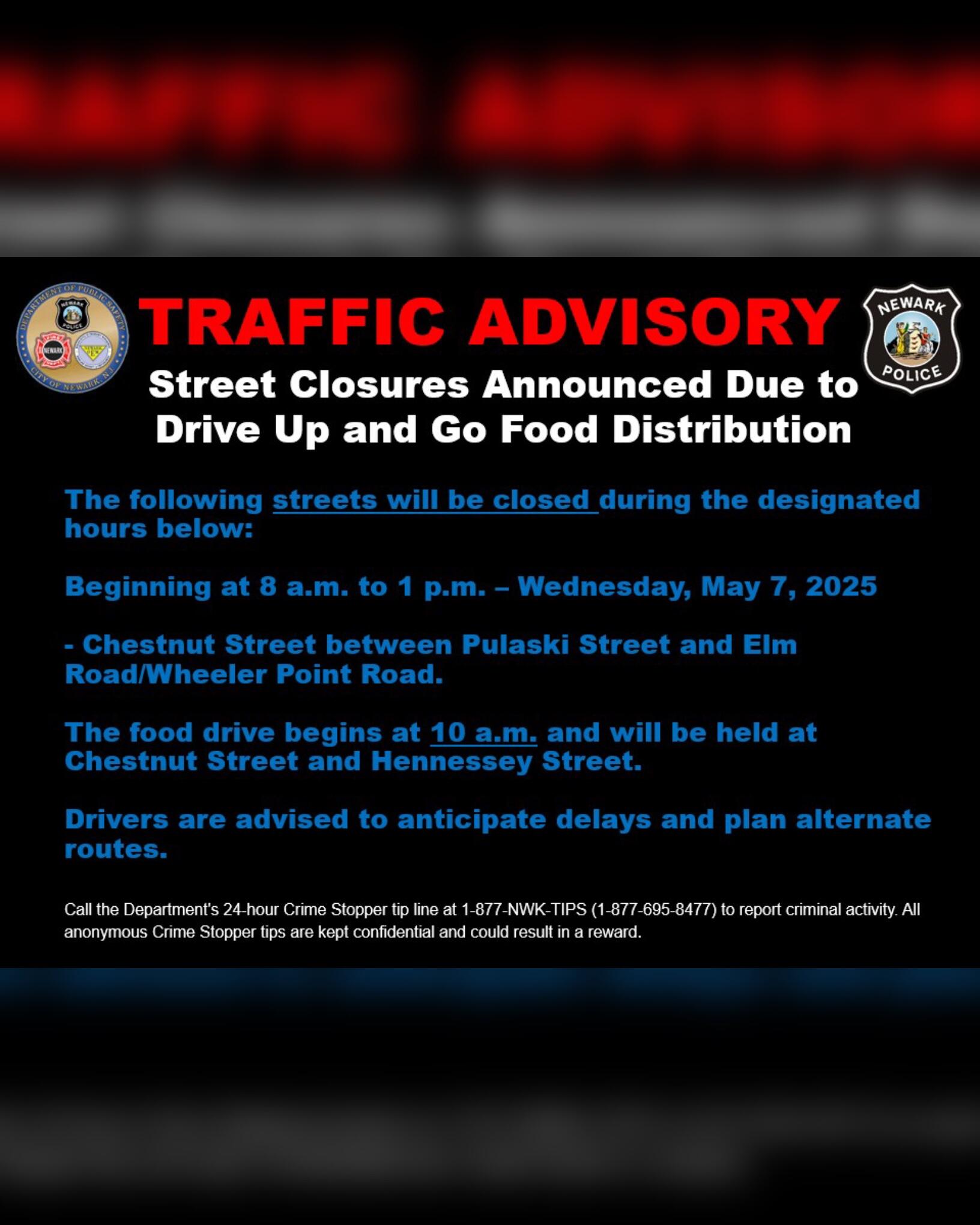 TRAFFIC ADVISORY - Street Closures Announced for Drive-Up and Go Food ...