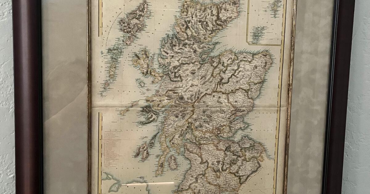 Framed Map of Scotland by G.H. Swanston, Edin Wall Decor Art Picture ...
