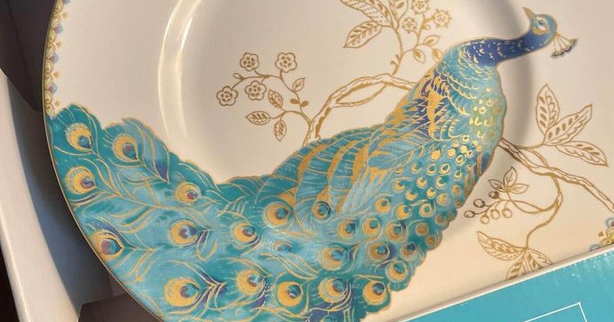 222 Fifth Peacock Garden Salad Plates, Set of 4 for 30 in West