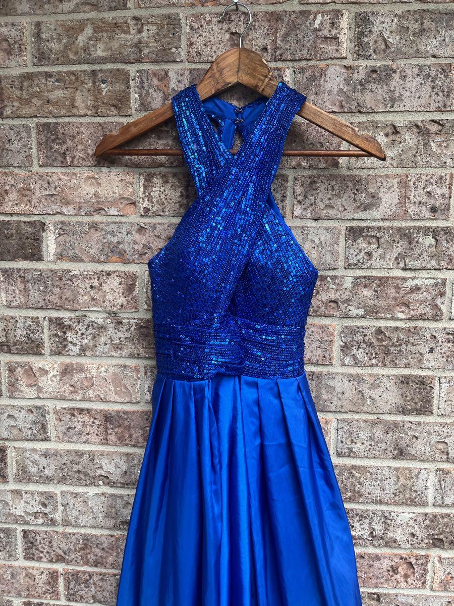 TS Couture Royal Blue Sequin Halter Wide-Leg Formal Gown Jumpsuit Size 2/4  Prom For $30 In Sugar L&, TX