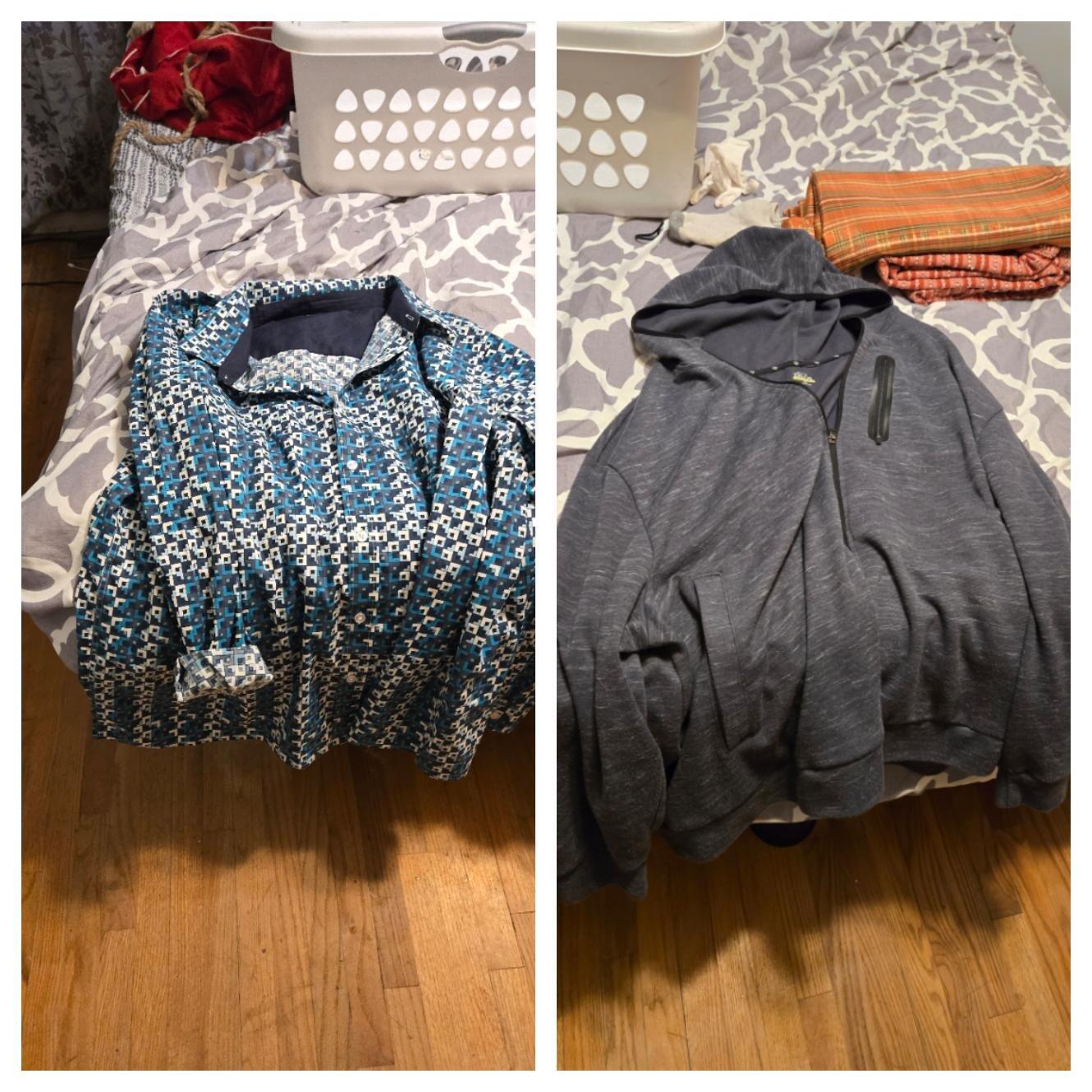 4XL TALL Men's Blue Shirt and 4X Hoodie