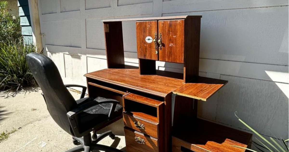 COMPUTER DESK, FILING PRINTER STAND, and 2 CHAIRS for Free in