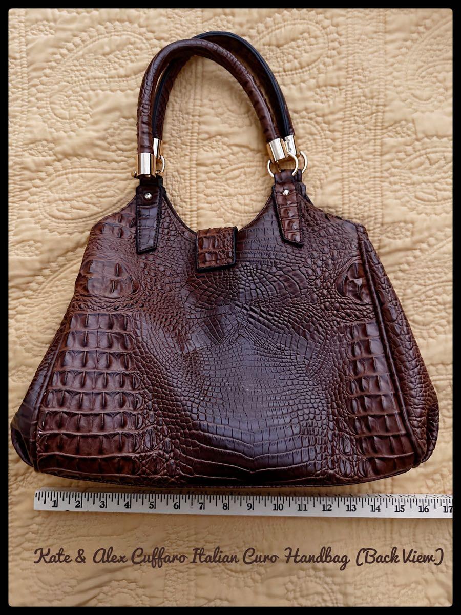 Kate Alex Cuffaro Italian Design Brown Embossed Croc Faux