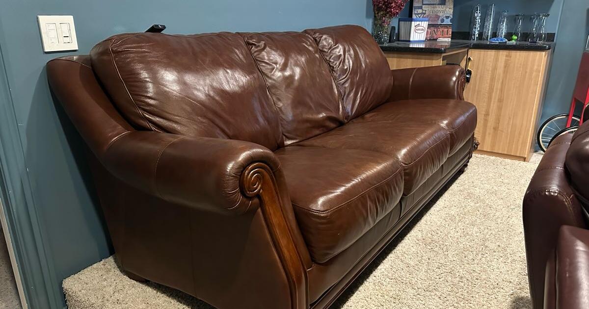 Leather Couch from Value City for 500 in Virginia Beach, VA For Sale