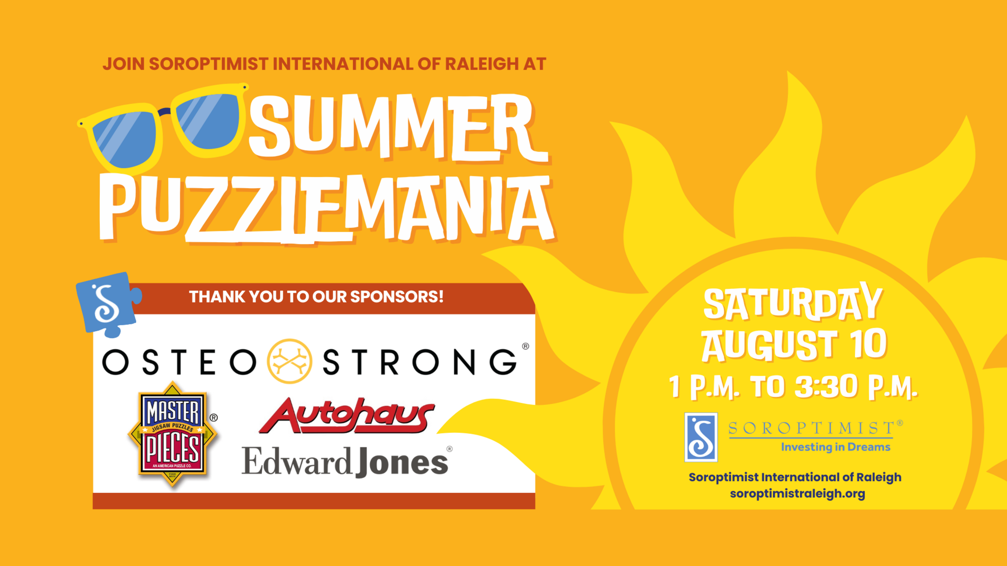 Soroptimist Raleigh Summer PuzzleMania August 10