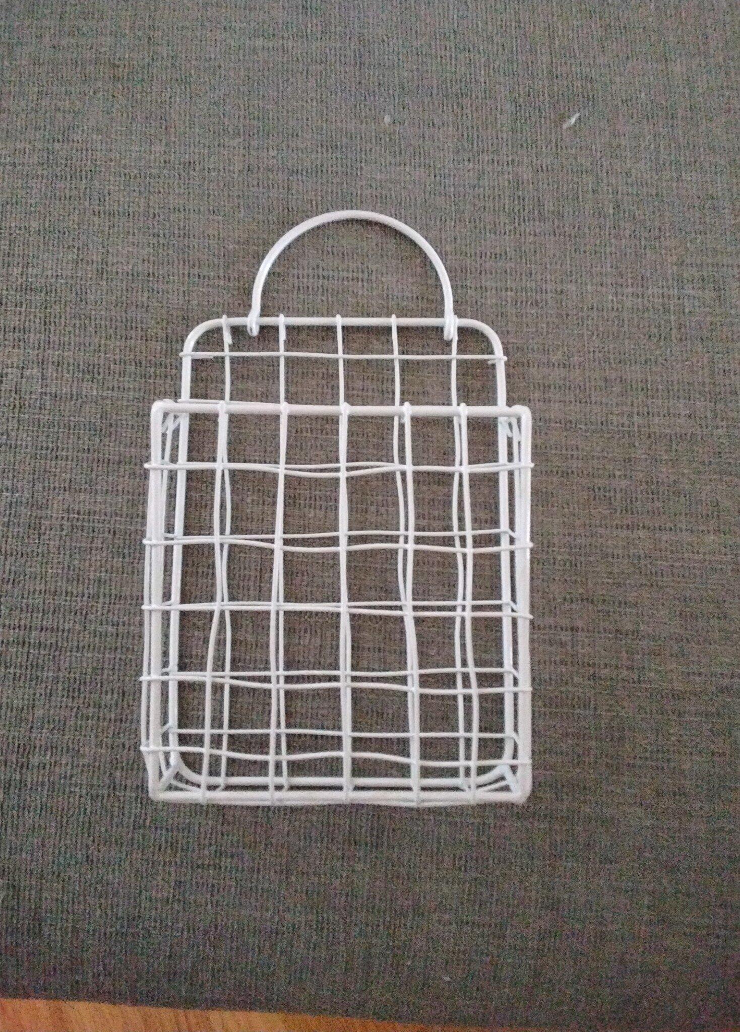 White Wire Basket Wall Or Door Hanging