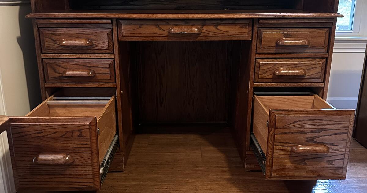 PRICE REDUCED Solid Oak Roll Top Desk & Chair for 200 in