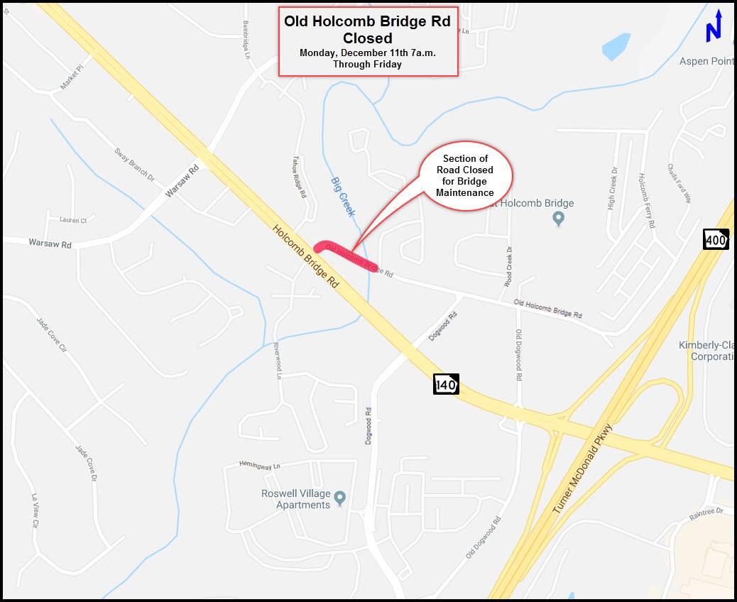 Traffic Advisory Old Bridge Rd. Bridge Closure 12/1112/15 (City of Roswell) — Nextdoor