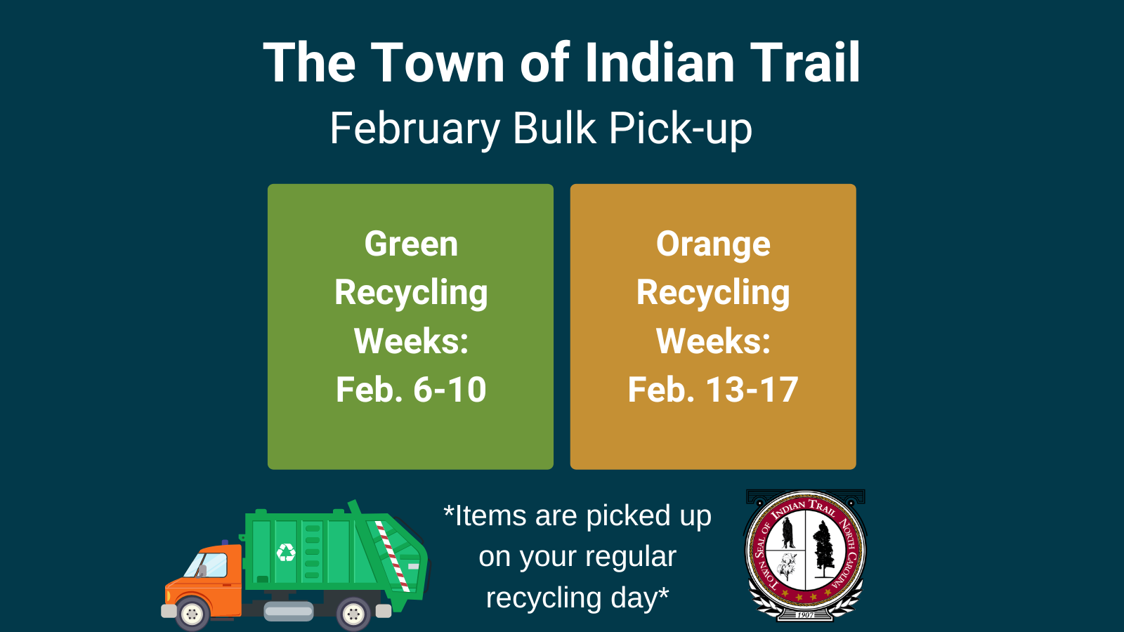 Save the date! Indian Trail Bulk and eWaste pickup is coming in