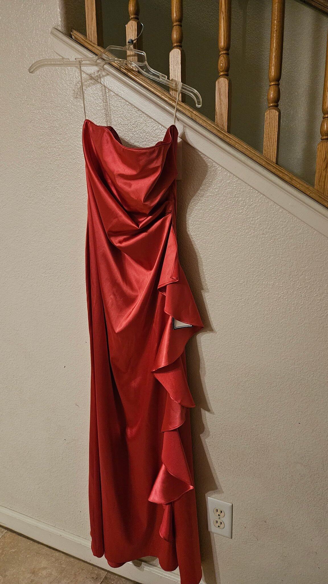 red sequin prom dress Red Sequin Strapless Side Slit Mermaid Long Prom Dress – Modsele