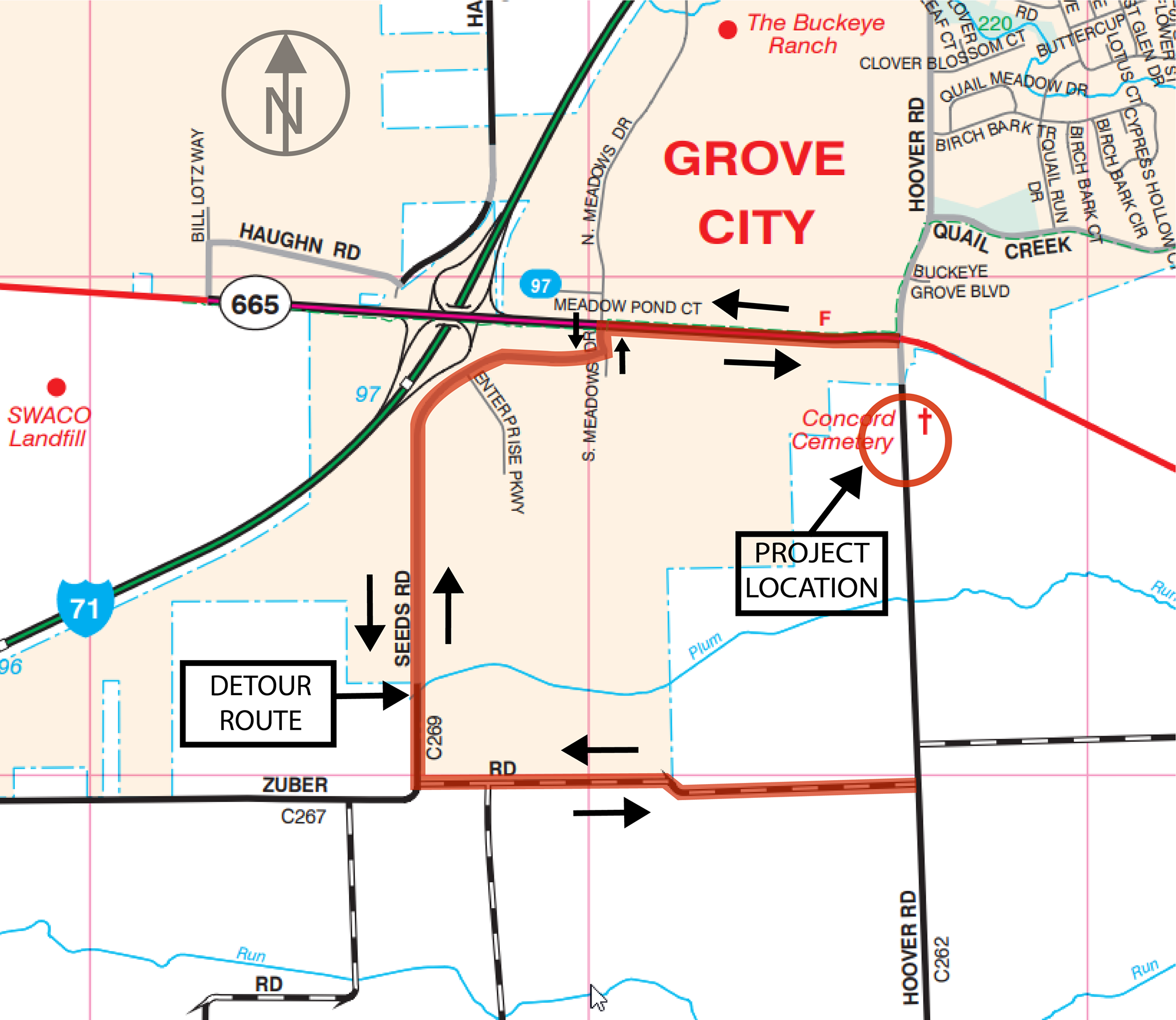 Road Closure Hoover Road from SR 665 to Zuber Road (City of Grove