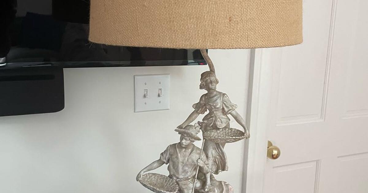 French L & F Moreau Peasant Lamp with Shade for 365 in Charlottesville