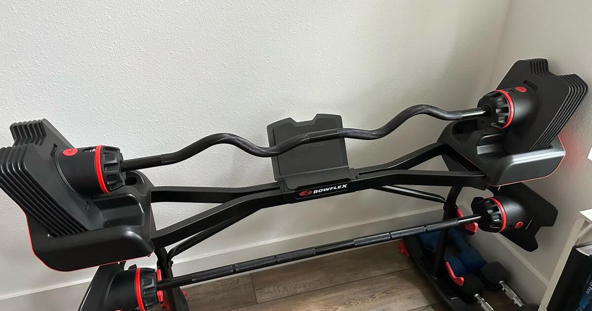 Bowflex SelectTech 2080 Barbell with Curl Bar And Barbell Stand for