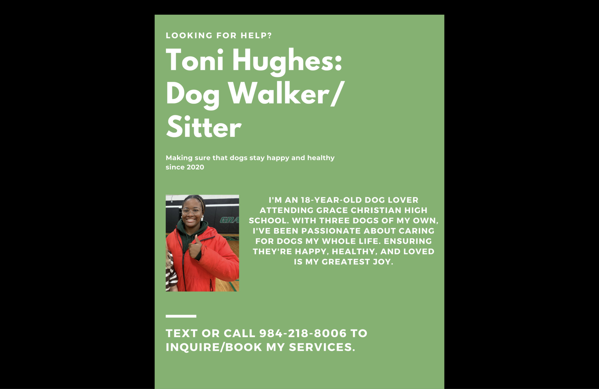 Toni's Pet sitting/ Dog walking services !