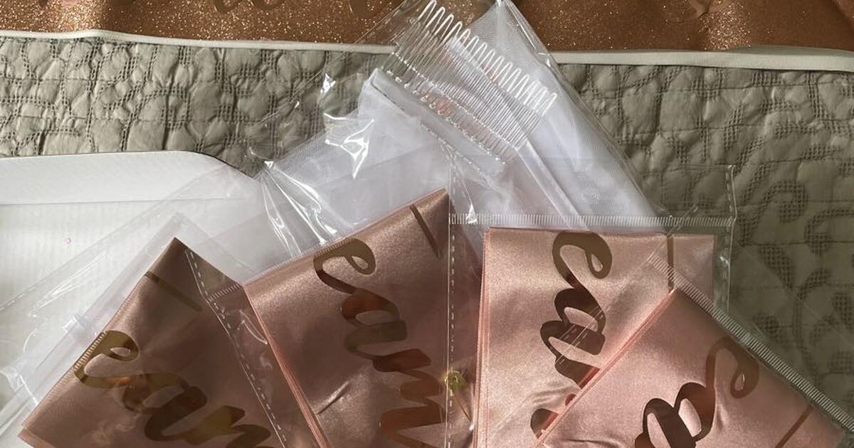 Bachelorette pack: veil, crown, 4 team bride ribbons, bride to be ...