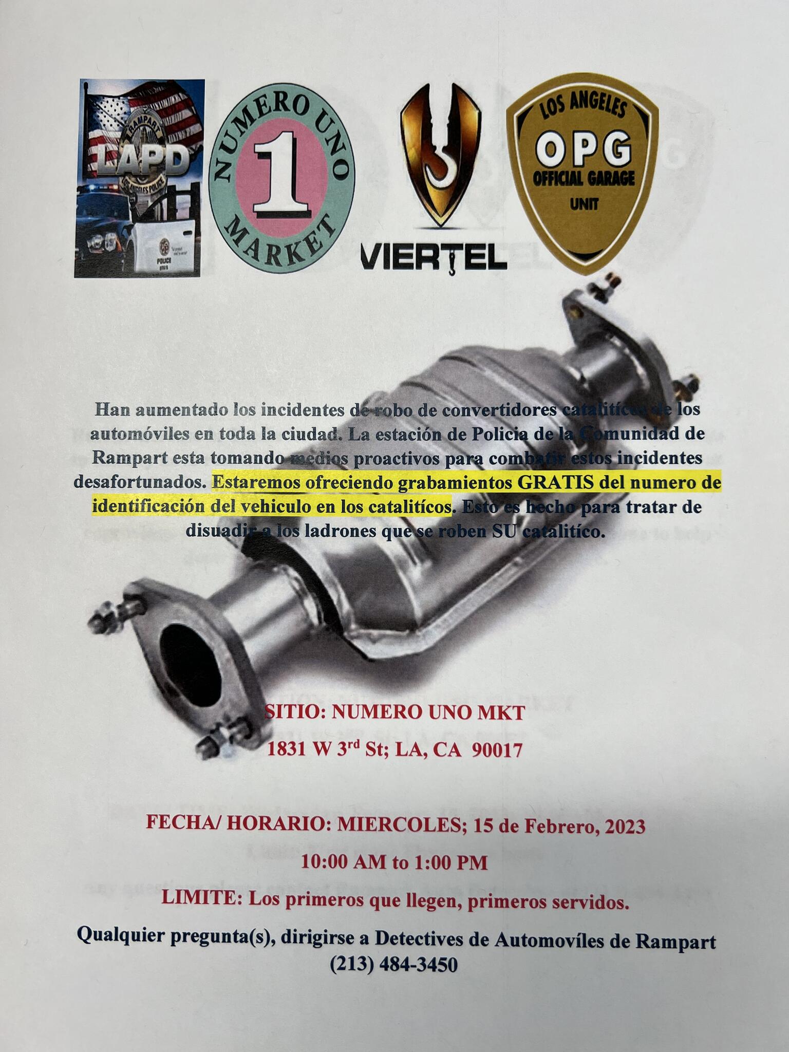 Catalytic Converter engraving! (Los Angeles Police Department