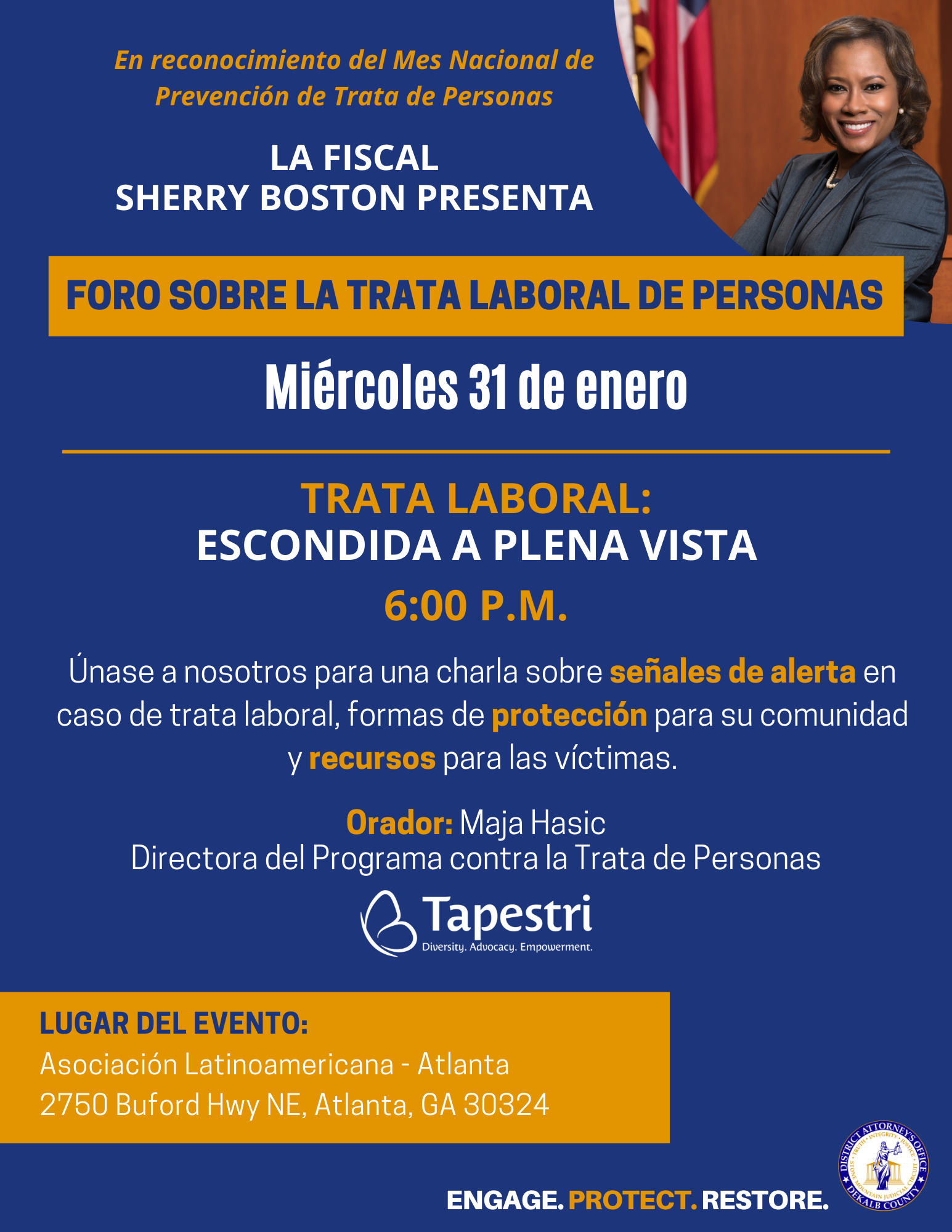 District Attorney Sherry Boston presents Labor Trafficking Forum ...