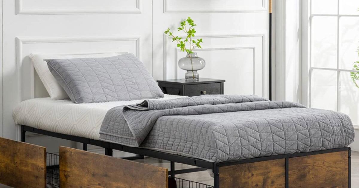 XL Twin Platform Bed with 2 Drawers / Mattress & Baseboard for 65 in