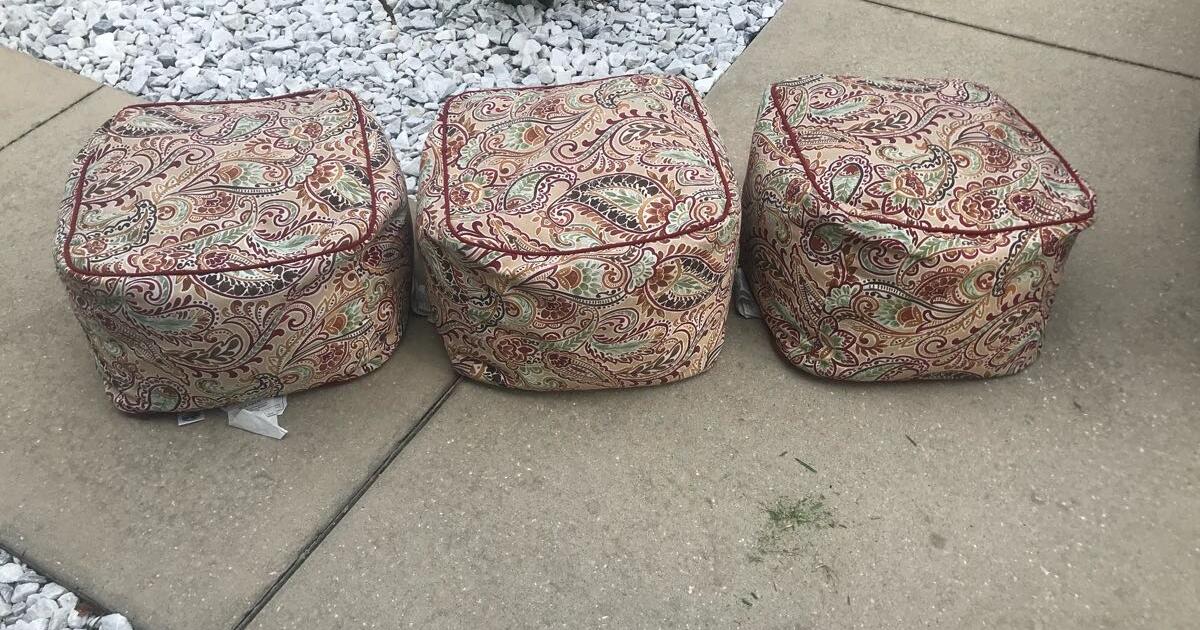 Three Hampton Bay outdoor pouf ottomans for 25 in The Villages, FL