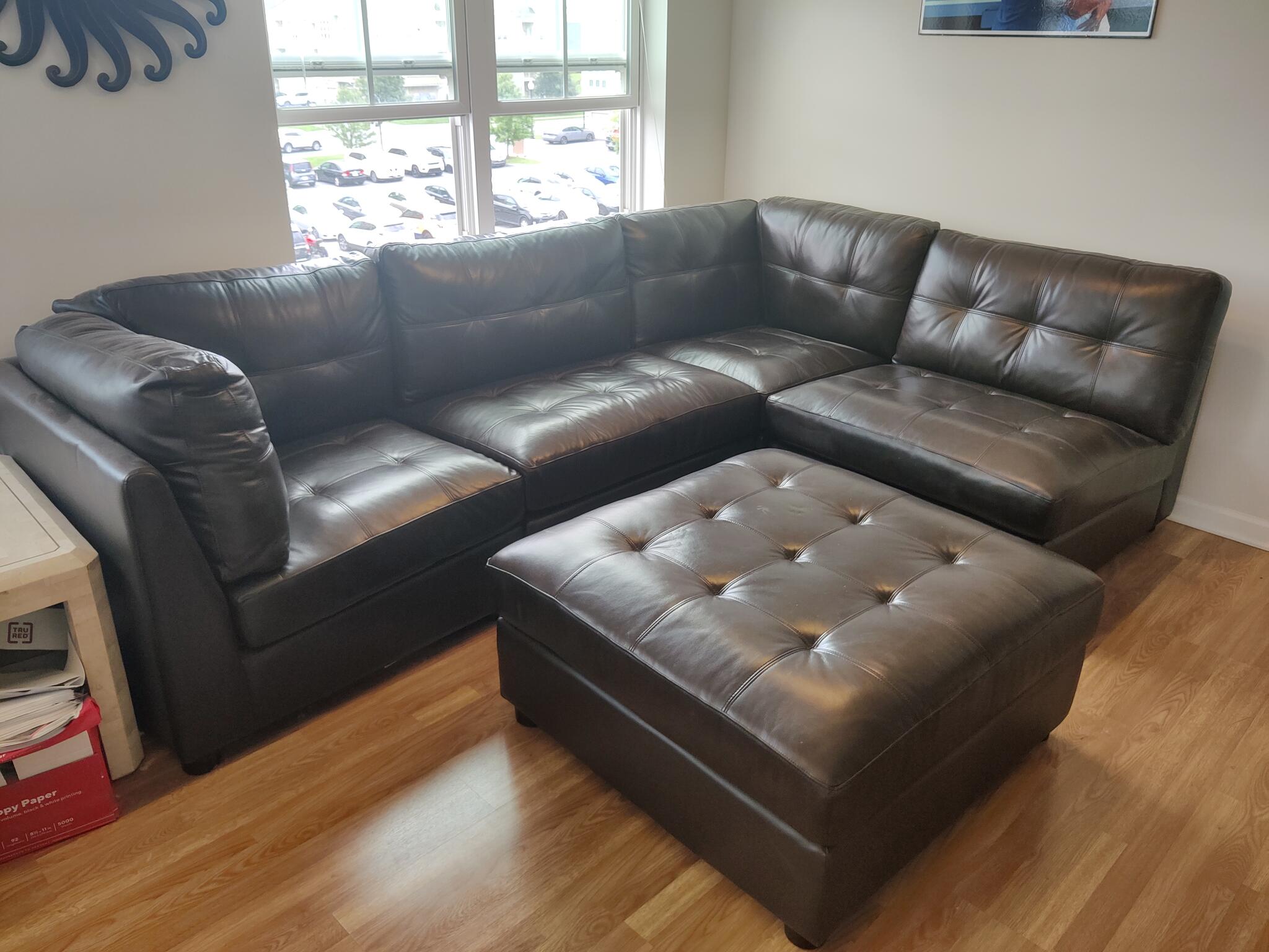 Abbyson calvin store leather modular sectional