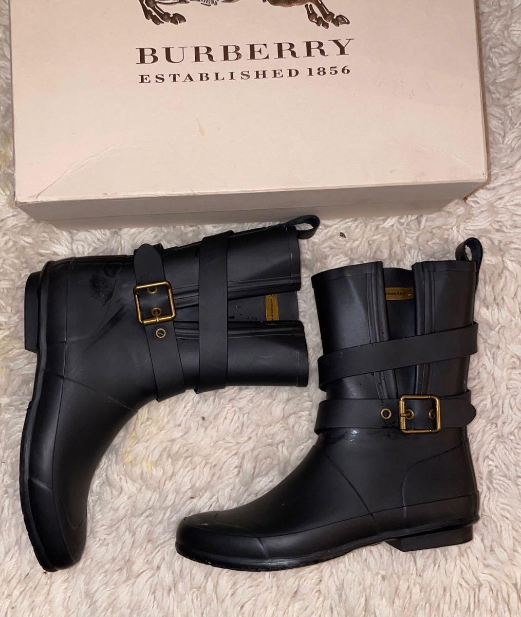 Burberry Black Mid Height Buckle Rubber Rain Boots  US 38 EUR Worn Once  $275 for $90 in Stanley, NC | Finds — Nextdoor