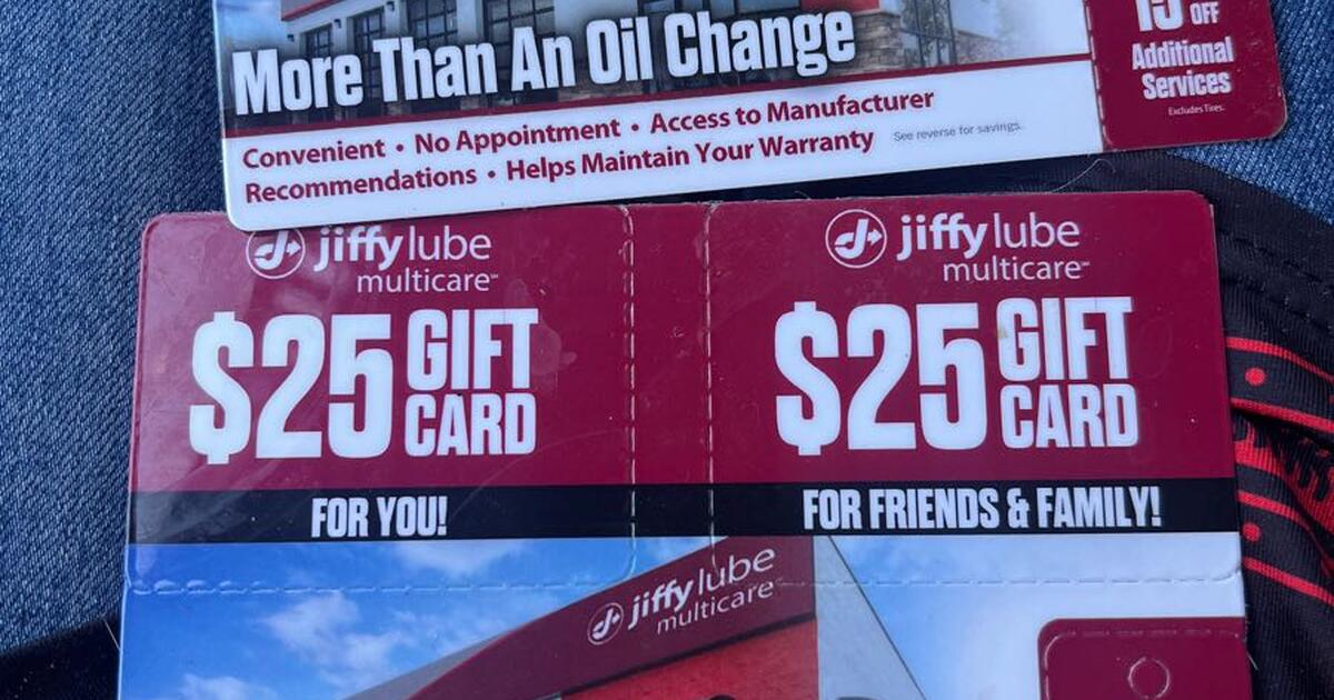 Two Jiffy Lube gift cards for 2 in Albuquerque, NM For Sale & Free
