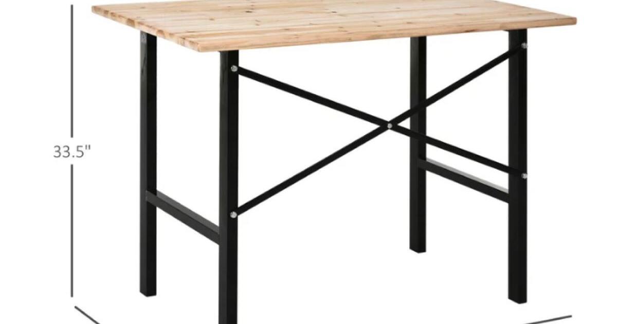 🎄NIB 46"L x 28"W Garage Table X Bar Support Natural Tabletop