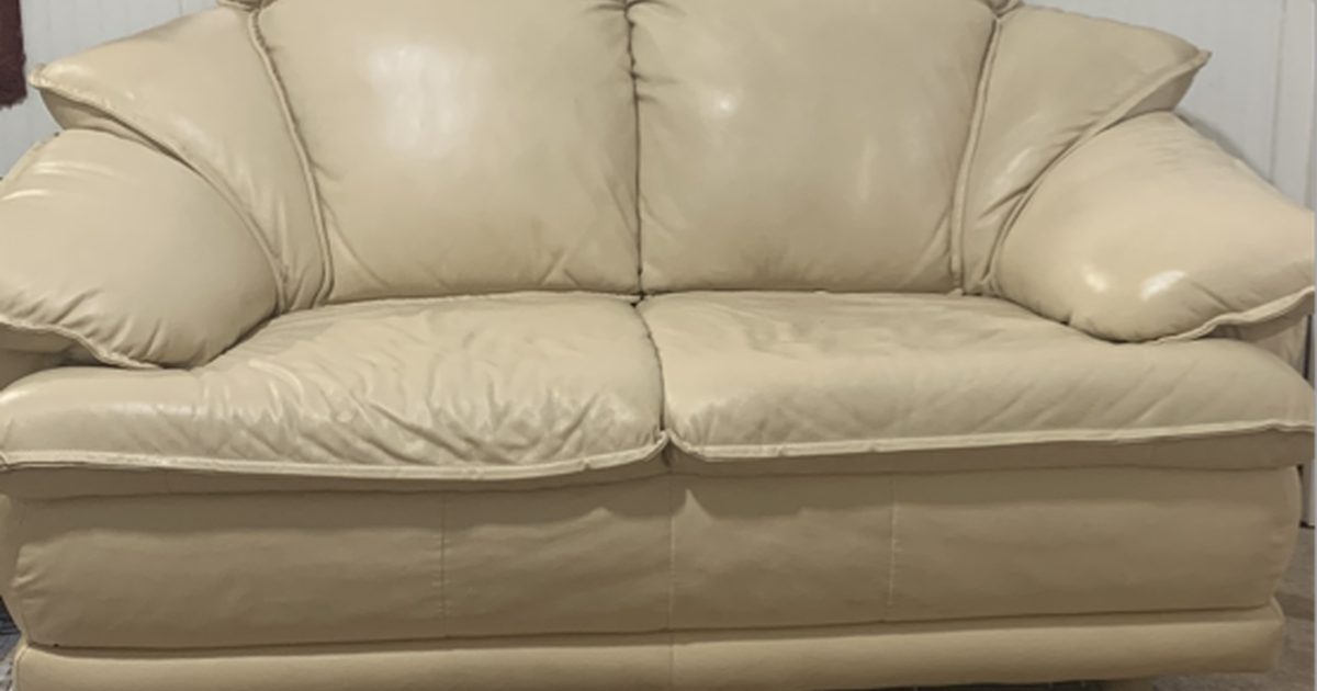 For Sale Cream/White leather couch and loveseat for 210 in Silver