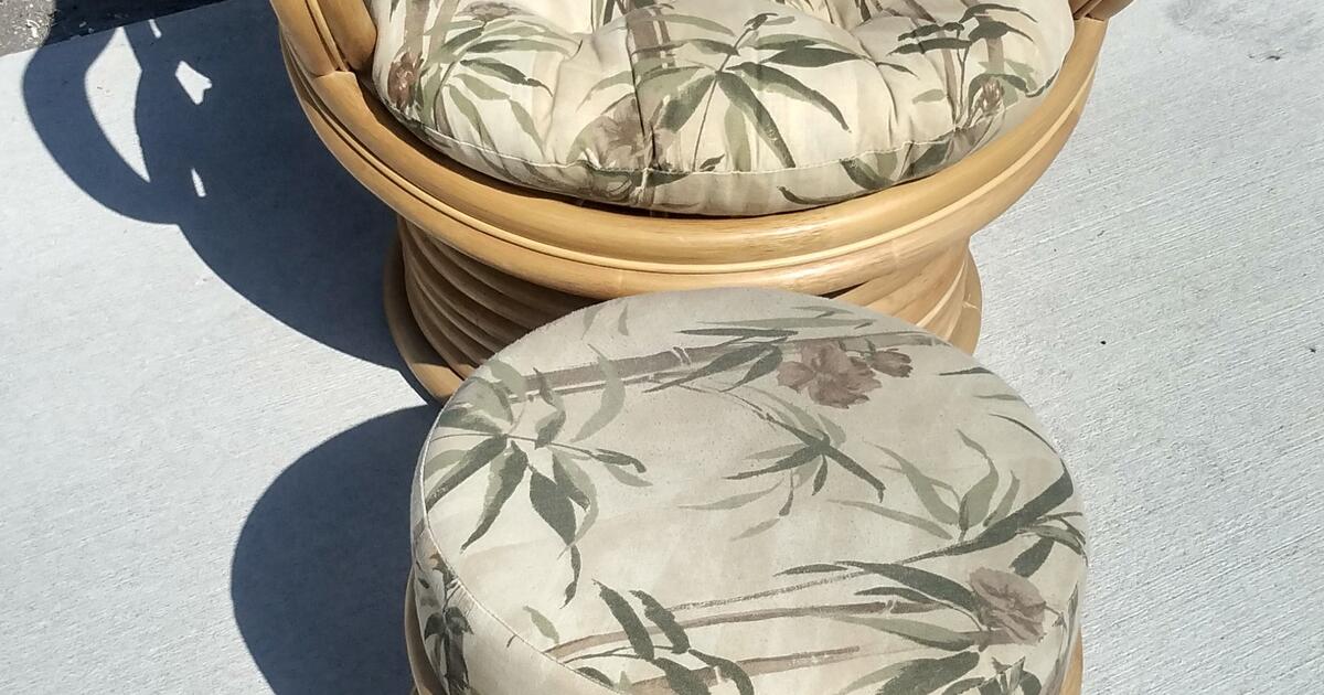 Leaders Casual Natural Rattan swivel bouncer and ottoman for 200 in
