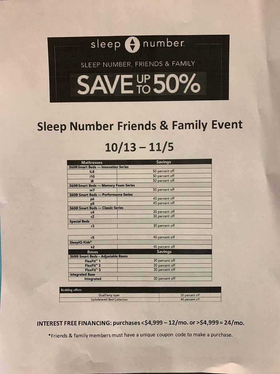 sleep number friends and family