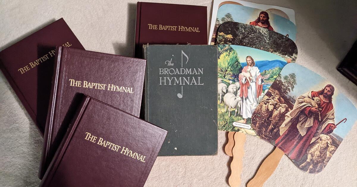 Hymnals and vintage hand held fans. for 5 in Raleigh, NC For Sale