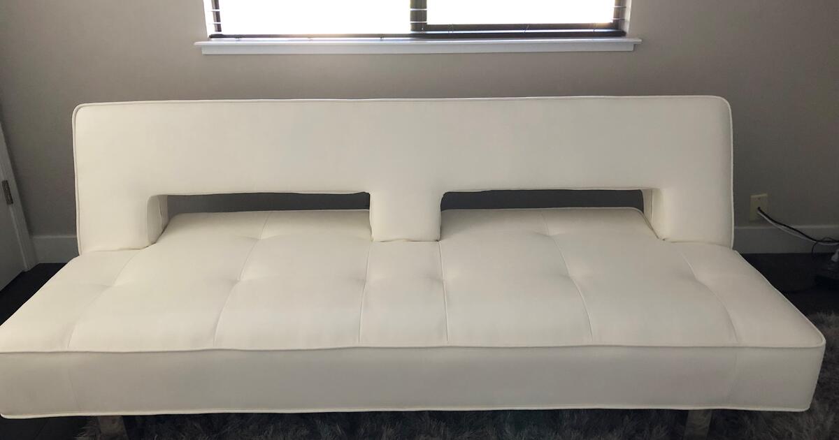 New Modani White Leather Sofa / Futon, Miamo, 2 each for 280 in San
