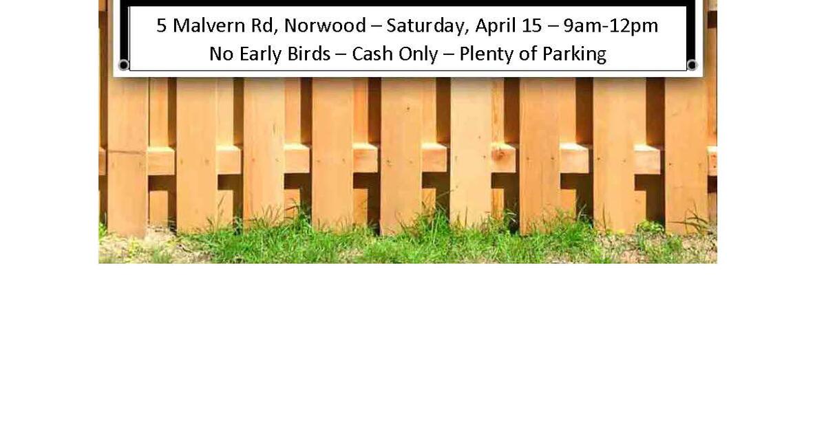 Yard Sale Norwood April 15, 912 in Norwood, MA For Sale & Free
