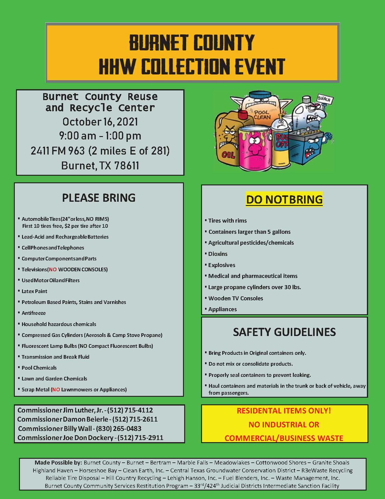 Burnet County Household Hazardous Waste Collection Event – Save