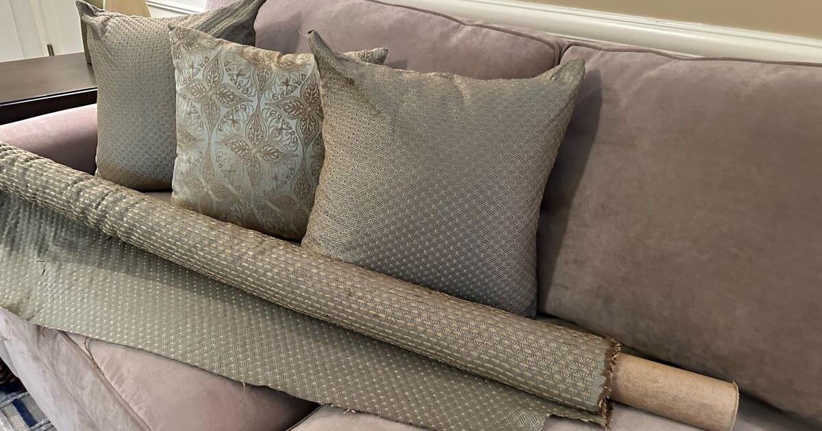 3 Designer Pillows With Inserts + 2 Yards Of Coordinating Fabric for