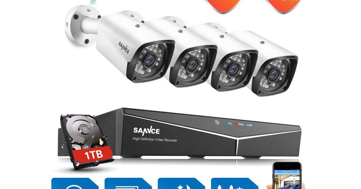 4CH 1080P PoE NVR HD Security Camera System with 4xHD 2.0 MP Weatherproof Bullet IP Cameras, for