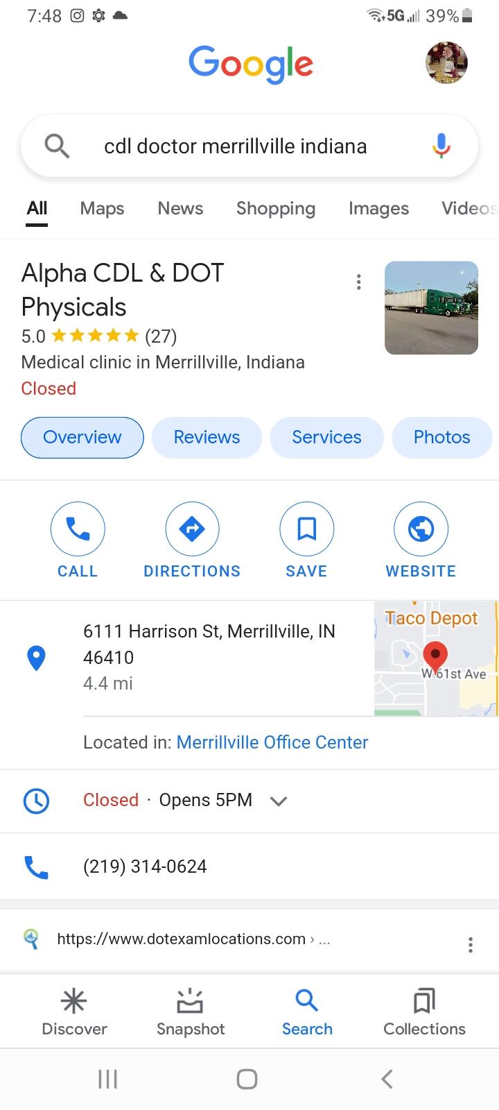 Alpha CDL DOT Physicals Merrillville IN Nextdoor