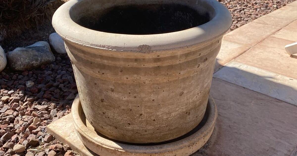 (2) Concrete Planters with drip pans 50 Each for 50 in Sun City, AZ Finds — Nextdoor