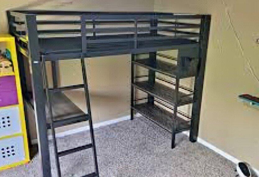 Metal Loft Bed with Book Shelf And Desk  Full