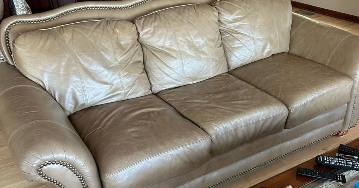 2 leather sofas and matching lounge chair with ottoman for Free in