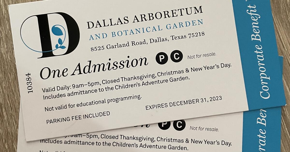 FREE Dallas Arboretum tickets (2) **must pick up before 500 this