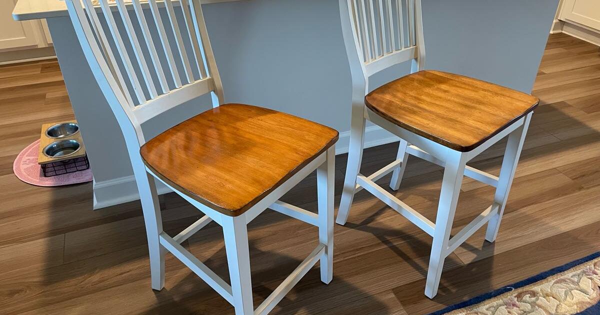 Set of 2 CounterHigh Wooden Kitchen Island Chairs for 30 in