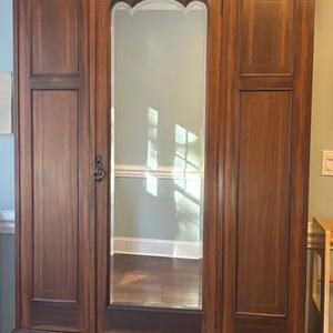 Wooden Wardrobe with Mirror