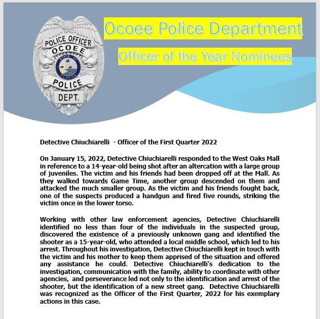 Each year, we recognize our Ocoee Police Department employees for their