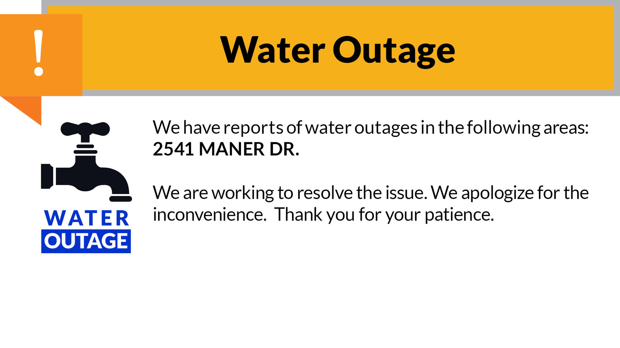 We have reports of water outages in the following areas cobb county