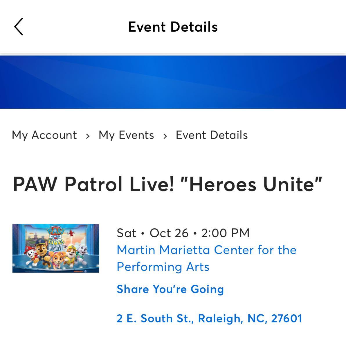 PAW Patrol Live! 'Heroes Unite' Tickets