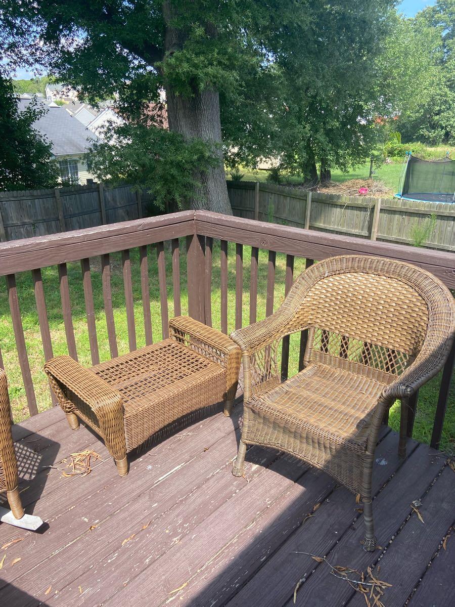 Wicker Patio Chair and Ottoman