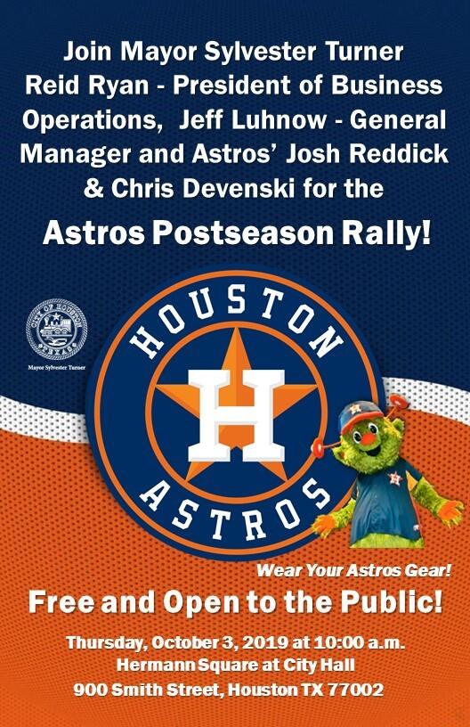 LevelUp ⚾: Houston Astros to kick off 2022 postseason with rally at City  Hall