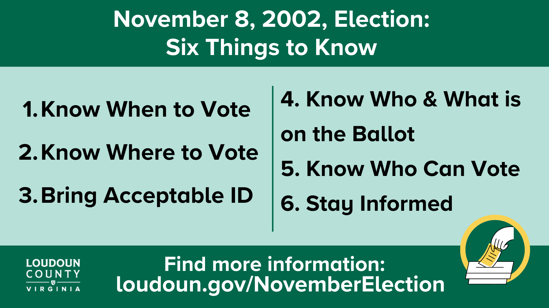 Six Things to Know about the November General Election in Loudoun